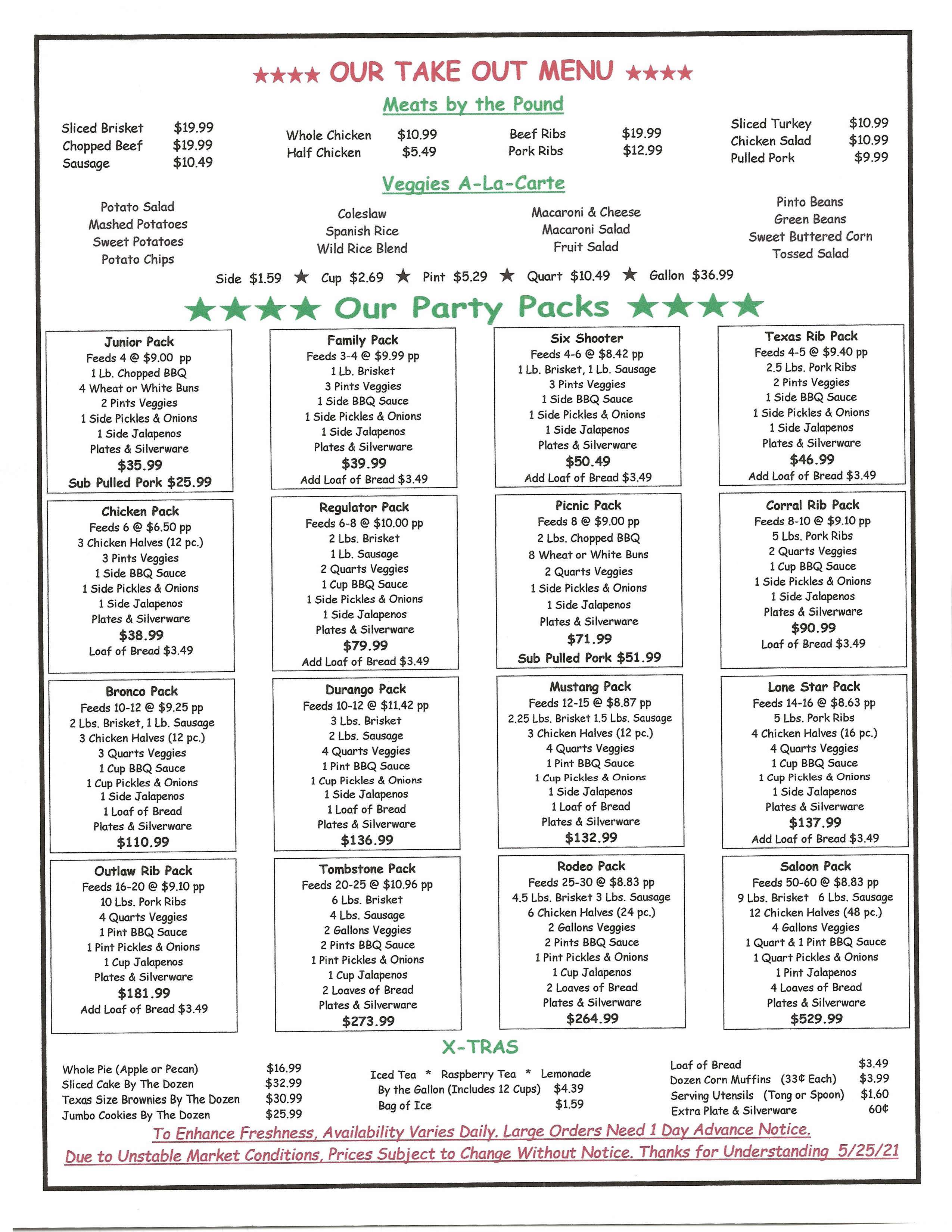 Corpus Christi, TX - Restaurant - Silverado Smokehouse - Back Side Of Menu